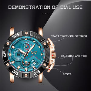 LIGE LG89215 Reloj de mano azul Reloj de cuarzo Deportes Negocios Moda Luminoso Impermeable Cronógrafo Reloj de pulsera de alta calidad para hombres - Product Image 4