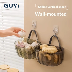 <strong>Wall</strong>-Mounted Garlic &amp; Ginger <strong>Storage</strong> <strong>Basket</strong> with Self-Adhesive Backing, Kitchen Hanging Organizer for Ginger, Garlic Vegetables - Product Image 1