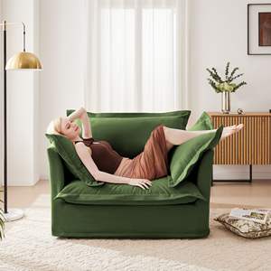 Sillón Individual Profundo y Cómodo con Funda Elástica y 1 Cojín Grande <span class=keywords><strong>para</strong></span> Respaldo, 2 Cojines Decorativos, Sofá Cómodo <span class=keywords><strong>para</strong></span> Sala <span class=keywords><strong>de</strong></span> Estar - Product Image 1