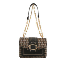 Sac carré en PU tressé de style coréen populaire pour femme, nouvelle collection automne, sac bandoulière rétro occidental avec chaîne, sac transfrontalier