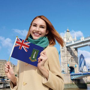 Mini Bandera de mano de alta calidad al por mayor bandera ondeando a mano de las <span class=keywords><strong>Islas</strong></span> Vírgenes Británicas con poste de madera - Product Image 4