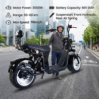 Scooter électrique Citycoco HR9 3000W 60V 20Ah à deux roues, moteur sans balais, écran NFC, pneus larges en aluminium de 10 pouces, étanche, capacité de charge 150 kg
