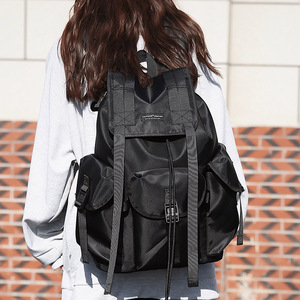 Student <b>Backpack</b> <b>Large</b> Capacity Black 15 Inches Laptop Bag School Education Neutral Gender Solid Color - Product Image 1