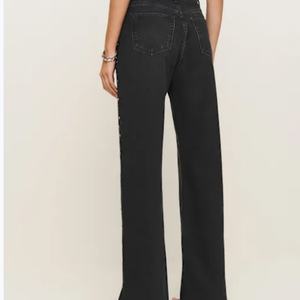 กางเกงยีนส์ทรงกระดิ่งเอวสูงปานกลางคุณภาพสูงสำหรับผู้หญิง ปักลายเพชร แฟชั่นลำลอง - Product Image 3