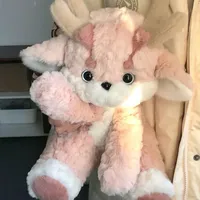Dragon rose bête doux coton chien mascotte brodé Logo PP remplissage pour jouer cadeau maison enfants anniversaire Stress peluche Animal