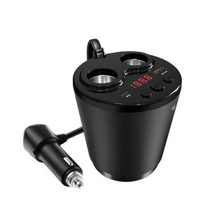 Cup-Style Car Charger with Bluetooth MP3 Player Hands-Free Call Dual USB Car Kit with Optional <b>Wireless</b> Remote - Product Image 1