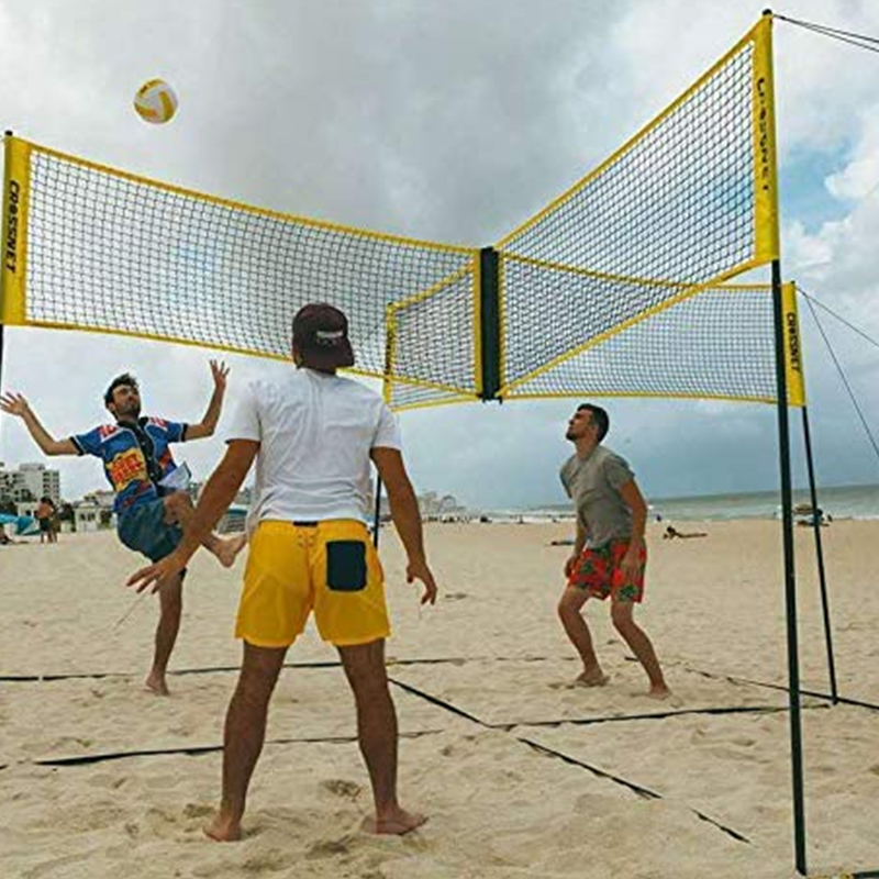 Волейбол четыре квадратных мини четырехсторонний крест волейбольная сетка наборы для ухода за кожей в считанные минуты для пляжа на заднем дворе