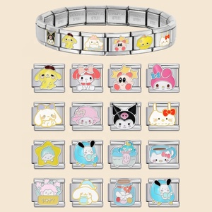 Breloque personnalisée tendance en acier inoxydable, série de personnages de dessins animés mignons, pour bracelet à maillons italien de 9 mm, bijoux pour femmes et hommes - Product Image 1