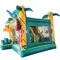 Château gonflable sur le thème de la jungle pour enfants avec toboggan et trampoline gonflable, taille personnalisable