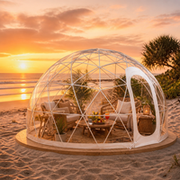 Dôme géodésique transparent en polycarbonate, luxueux, portable, pour glamping, type igloo, en verre, pour une vie de plein air complète