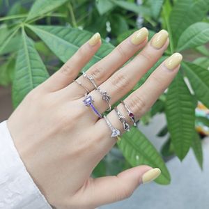 Bague ouverte en argent <span class=keywords><strong>sterling</strong></span> 925 plaqué rhodium, ajustable, avec pierres de zircon scintillantes - Product Image 4