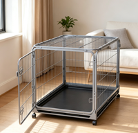 Cage pliable d'intérieur pour chien, carrée, avec coins anti-collision, porte sécurisée simple, double loquet, plateau amovible, petite-moyenne