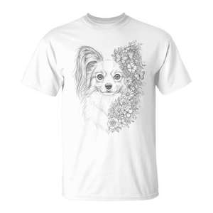 Camiseta floral Papillon Dog con flores y mariposas para mujer - Product Image 1