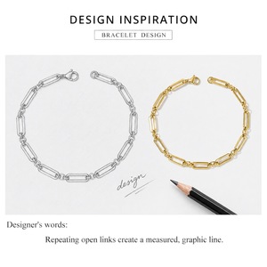 สร้อยข้อมือแบบคลิปหนีบกระดาษ สแตนเลสสตีล ชุบทอง 14K ด้วยระบบสุญญากาศ น้ำหนัก 7.5 กรัม - Product Image 5