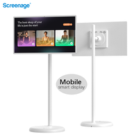 Écran mobile intelligent alimenté par batterie, écran tactile Android, moniteur rotatif sans fil pour applications commerciales