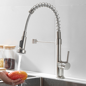 Brass Brushed Nickel Kitchen Taps Single Handle Pull Out Pull <b>Down</b> Spring 2 Way Water Outlet Kitchen Tap AT9884BN Kitchen Tap - Product Image 5