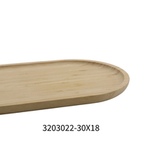 Plateau de service ovale en contreplaqué laqué, nouveau design, 3203022-30X18, résistant au lave-vaisselle, idéal pour les événements de dégustation de thé - Vente chaude