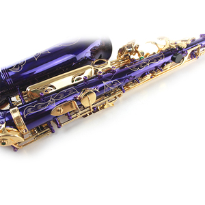 Sassofono Contralto Viola Luminoso Eb-Laccato Oro, Testata in Bachelite, Resistente alla Ruggine, Strumento a Fiato Professionale in Ottone Lucidato - Product Image 4