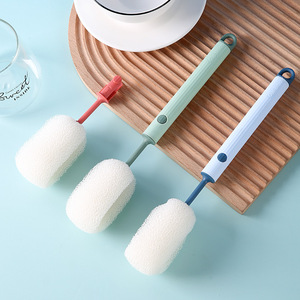 Brosse éponge suspendable à long manche, brosse de nettoyage détachable pour bouteille, tasse thermos, blanc, rose, bleu, vert - Product Image 1