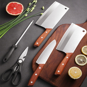 Juego de cuchillos de cocina, cuchillo de carnicero para el hogar, cuchillo de carnicero de acero inoxidable, cuchillo de chef, tijeras, cuchillo Yangjiang con mango de madera - Product Image 1