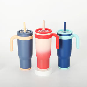 2025 40oz nouveau contraste américain en acier inoxydable Thermos tasse paille 1.2L voiture tasse grande capacité extérieur eau tasse voyage poignée - Product Image 1