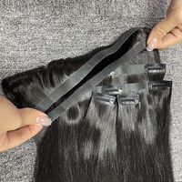 Harga grosir 12A klip mulus PU rambut Vietnam mentah dalam rambut lurus warna alami ekstensi rambut manusia 100%