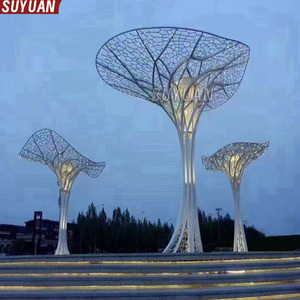 Escultura de Árbol de Acero Inoxidable 3D Grabada Personalizada, Moderna y Grande, Color y Logotipo Personalizables, Ícono Urbano para Exteriores - Product Image 5