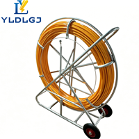 Tire-câble en fibre de verre rouge 4 - 18 mm avec cage à rayons, sur chariot, pour câbles de télécommunications et conduits, couleur, taille et vitesse personnalisables