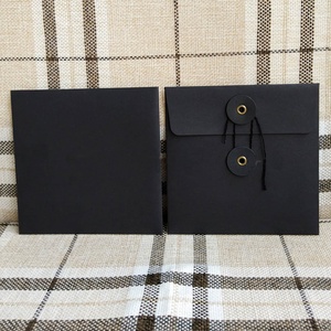 Custom Printing Mini Jewelry Packaging <strong>Black</strong> Brown Kraft Paper <strong>Envelope</strong> With Button And <strong>String</strong> - Product Image 2