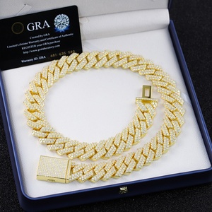 Collar Yu Ying de Gran Tamaño, 20 mm de Ancho, Plata S925, Cadena con Diamantes Moissanite VVS, Estilo Hip Hop para Hombre - Product Image 4