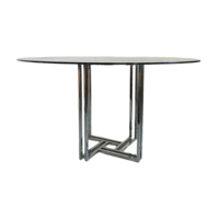 Table à manger ronde en verre trempé de luxe moderne, base en acier inoxydable, meubles de salle à manger pour la maison, l'hôtel, le restaurant