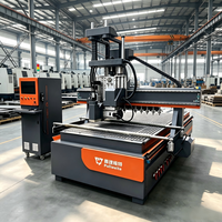Routeur CNC à guidage linéaire automatique ATC avec magazine à 12 outils pour la découpe de panneaux en MDF et contreplaqué, équipé d'une lame de scie