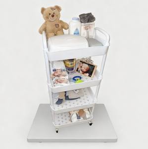 कार्यालय, लिविंग रूम, रसोई के लिए बहु-कार्यात्मक भंडारण ट्रॉली के साथ 4-स्तरीय प्लास्टिक रोलिंग उपयोगिता कार्ट - Product Image 1