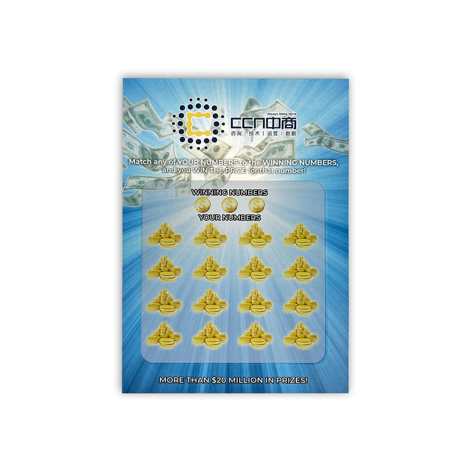 CCN CMYK Scratch Tickets Impresión de lotería Scratch off Cards Juegos de lotería Entradas Bingo Win Cards para entretenimiento