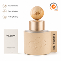 Diffuseur de parfum de luxe écologique 50 ml pour voiture avec boule en bois, huile parfumée, étui en cuir et design de bouteille pour la décoration de la maison et du véhicule
