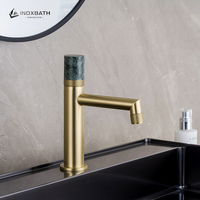 Robinet de lavabo haut de gamme en acier inoxydable 304, finition canon de fusil avec poignée moletée et marbrée pour projets commerciaux