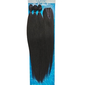 Extensions de cheveux synthétiques ultra-lisses, 3 paquets avec closure, 28 pouces, résistantes à la chaleur - Product Image 4