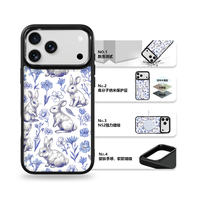 Coque de téléphone AG Feeling Black Edge avec motif lapin doré pour iPhone 17, 17 Pro Max, 16 Pro, 15 – Coque magnétique