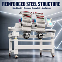 Machine à broder informatisée Powershine 15 à 12 aiguilles et 2 têtes pour casquettes, t-shirts, vêtements finis, chaussettes plates, puissance 4KW, garantie 1 an