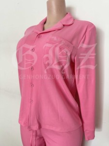 Pigiama da Donna Personalizzato in Morbido Cotone Modal <span class=keywords><strong>a</strong></span> Costine, Completo Homewear Rosa, Set Pigiama da Donna Due Pezzi - Product Image 2