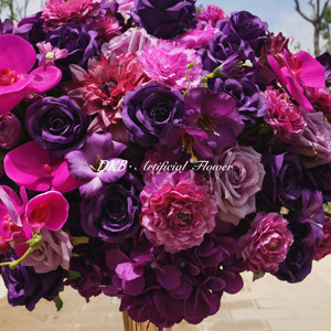 ลูกบอลดอกไม้ประดิษฐ์ขนาดใหญ่ลูกบอลดอกไม้สีชมพูเบอร์กันดีตกแต่งงานแต่งงานประดับโต๊ะกลางสำหรับตกแต่งงานอีเวนต์ - Product Image 5