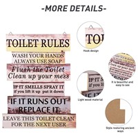 Panneau décoratif en bois pour salle de bain personnalisé Règles de toilette Plaque suspendue Décoration Ferme Panneau d'avertissement pour la maison Bureau Ferme Boutique Bar