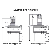 BONENS Potentiomètre rotatif en gros pour guitare électrique, basse, bouton de volume, contrôle de tonalité, interrupteur à ressort, boîtier métallique (A250K/A500K)