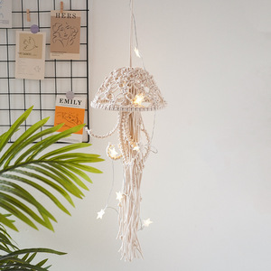 Boho meduse accessori all'uncinetto Macrame arazzo appeso acchiappasogni con luce Home Living RoomDecor - Product Image 4