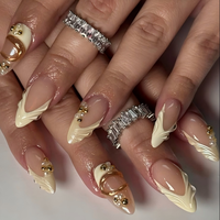Faux Ongles Press-On Faits Main en Gros, Forme Amande, Couleur Nude Crème, Myrtille, Minimalistes, Réutilisables, pour l'Été