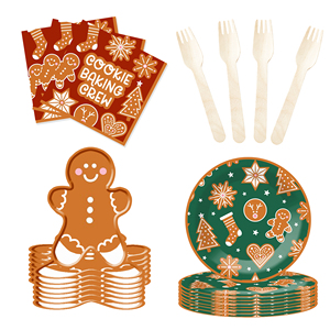 DAMAI Christmas Gingerbread Monster Themed Disposable Paper Plate and Cup Party Supplies for Christmas Event - Product Image 4