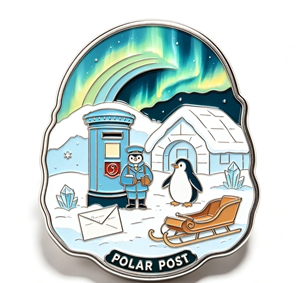Christmas Enamel Metal <b>Pin</b> Penguin Post <b>Badge</b> Aurora Winter Souvenir Gift - Product Image 1