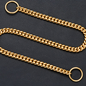 Gold Plated Stainless Steel Cuban Link Dog Choke <b>Collar</b> P Chain Pets Training Choke Chain <b>Collar</b> - Product Image 6
