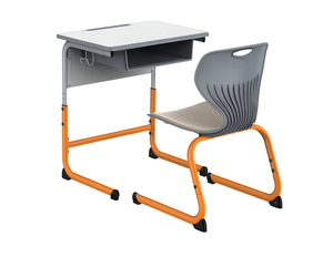 Bureaux et chaises d'école ergonomiques modernes pour enfants avec tiroirs, hauteur réglable, structure en acier, design écologique - Product Image 1