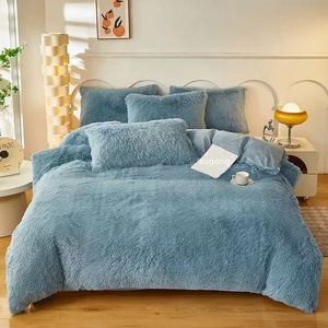 Colorful Faux Fur Velvet <strong>Fluffy</strong> Plush Bedding Set 4-Piece Modern Style <strong>Duvet</strong> <strong>Cover</strong> for Girls Soft Warm Winter Bed Sheet - Product Image 2